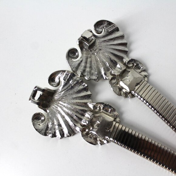 Vtg Mimi Di N 1986 Georgian Shell buckle waist stretch belt silver-tone 28" S M - Picture 9 of 11